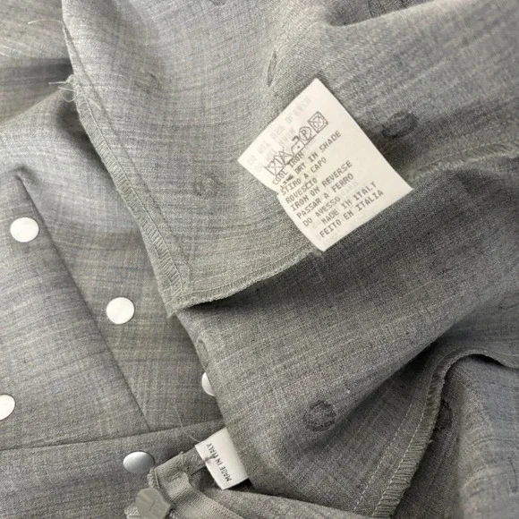 Moschino Jeans Gray Wool Blend Silver Polka Dot Midi Sheath Dress 10/44 Stylish - Picture 9 of 13